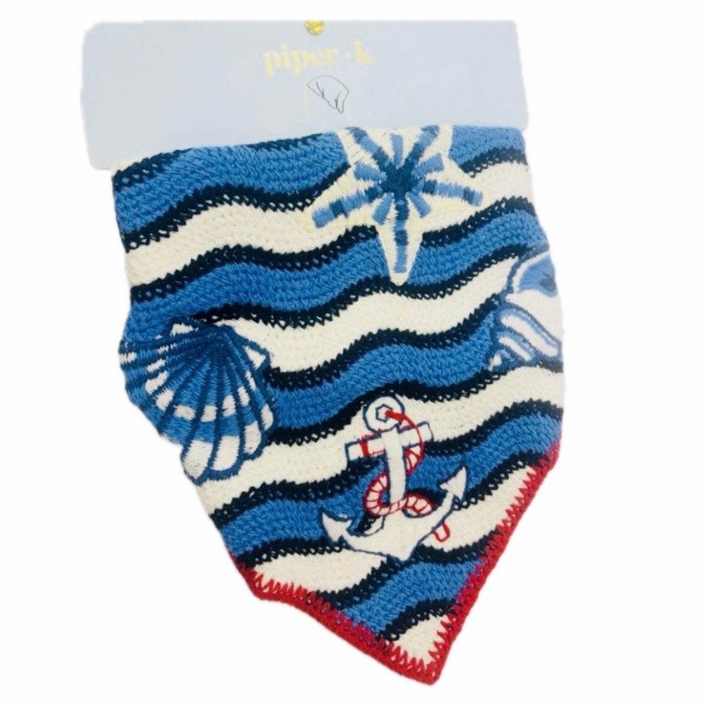 NWT ⚜️💙⚜️ Piper K Crochet Nautical Bandana Headscarf
